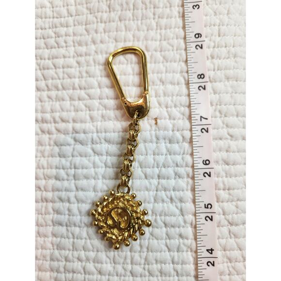 St. John Gold-Tone Logo Key Ring – 5"‎ Vintage Designer Keychain - Picture 2 of 4
